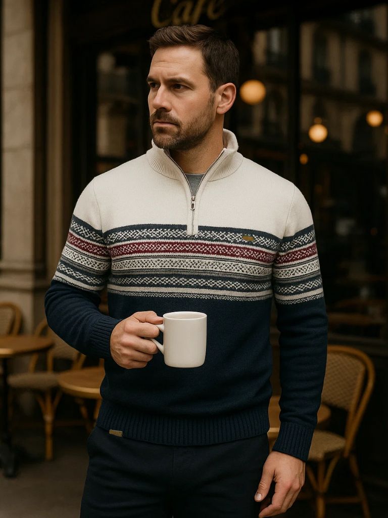 Pull en Maille à Demi-Fermeture Éclair