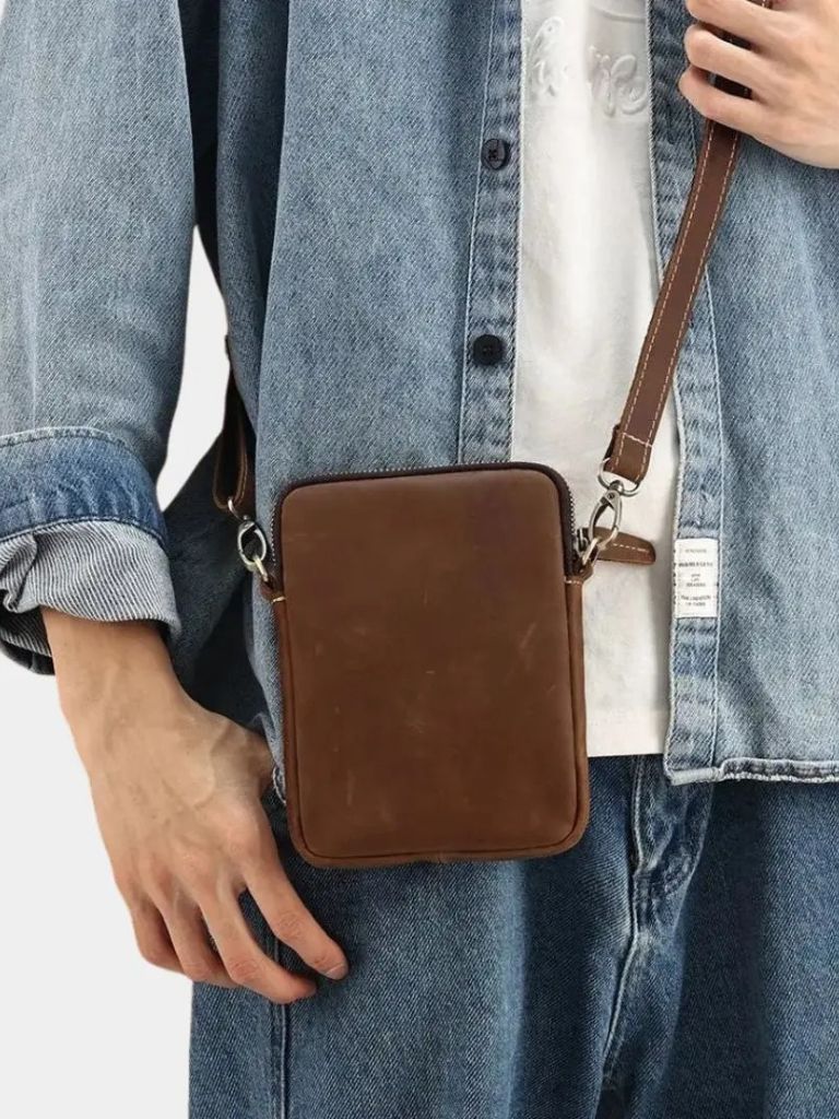 Sacoche en cuir minimaliste bandoulière