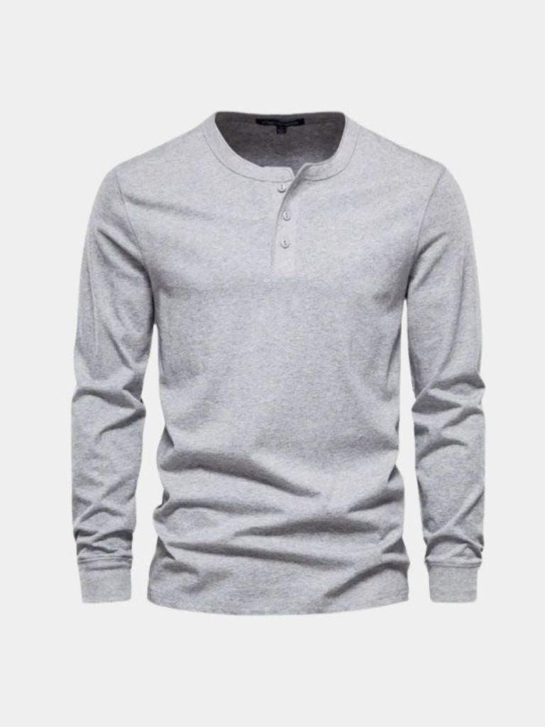 T-shirt Henley minimaliste manches longues