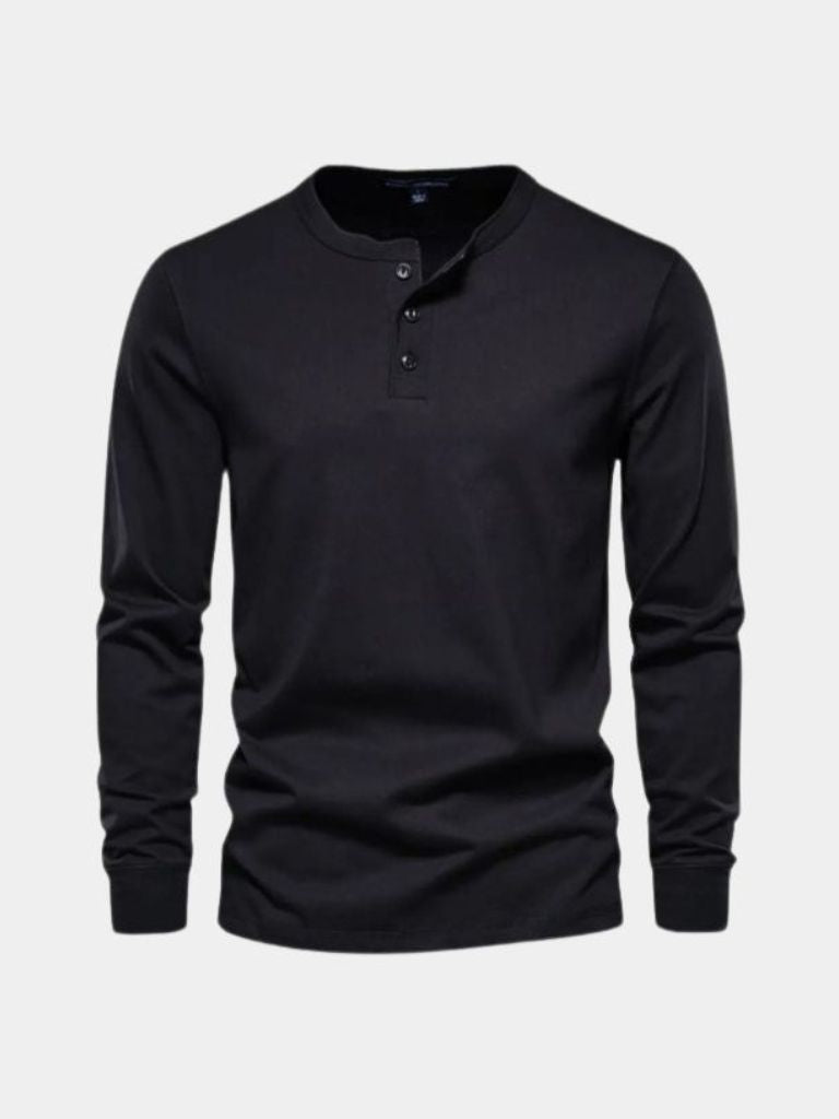 T-shirt Henley minimaliste manches longues