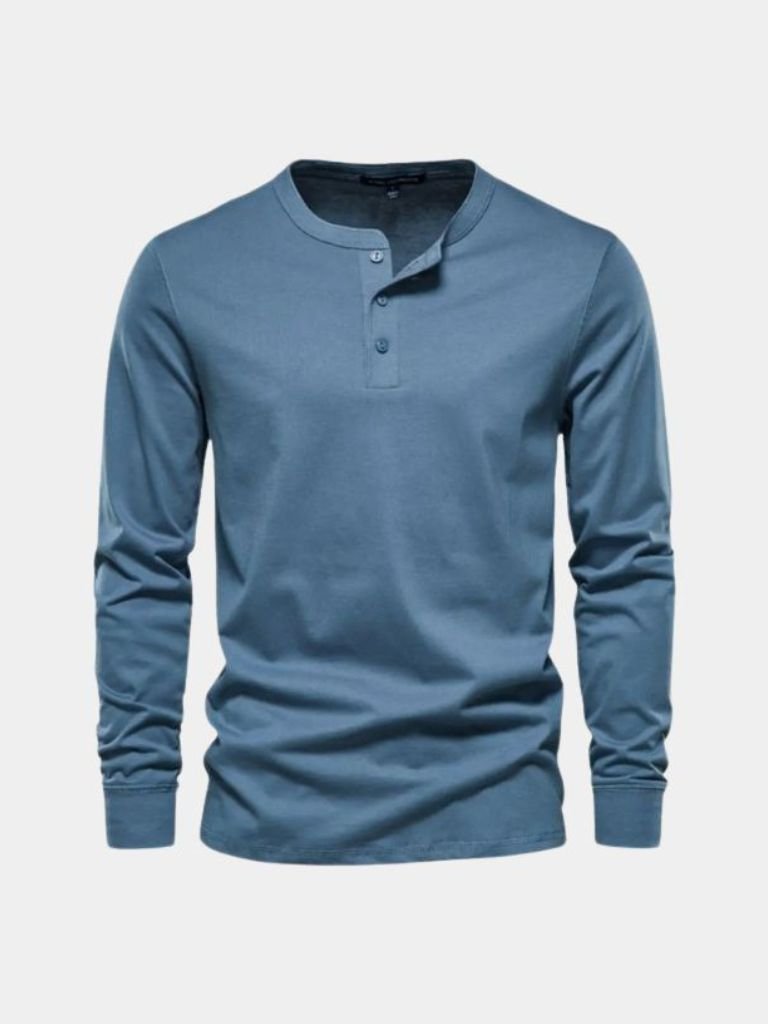 T-shirt Henley minimaliste manches longues
