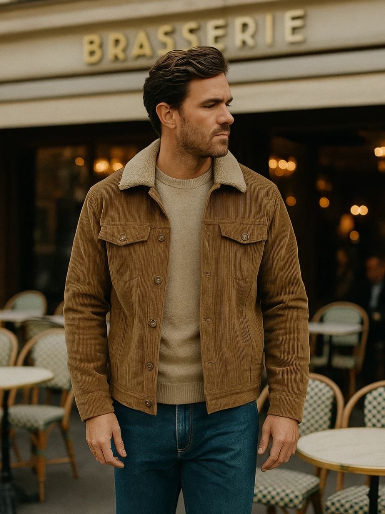Veste Minimaliste en Velours Côtelé Vintage