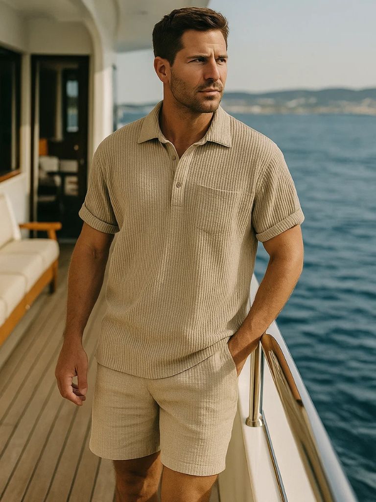 Chemise à manches courtes texturée