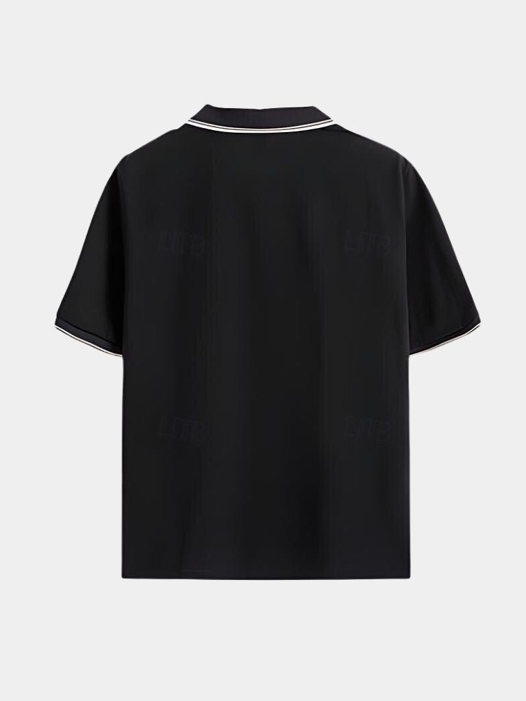 Polo noir col en V Timeless