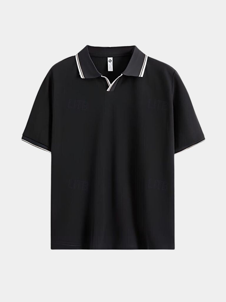 Polo noir col en V Timeless