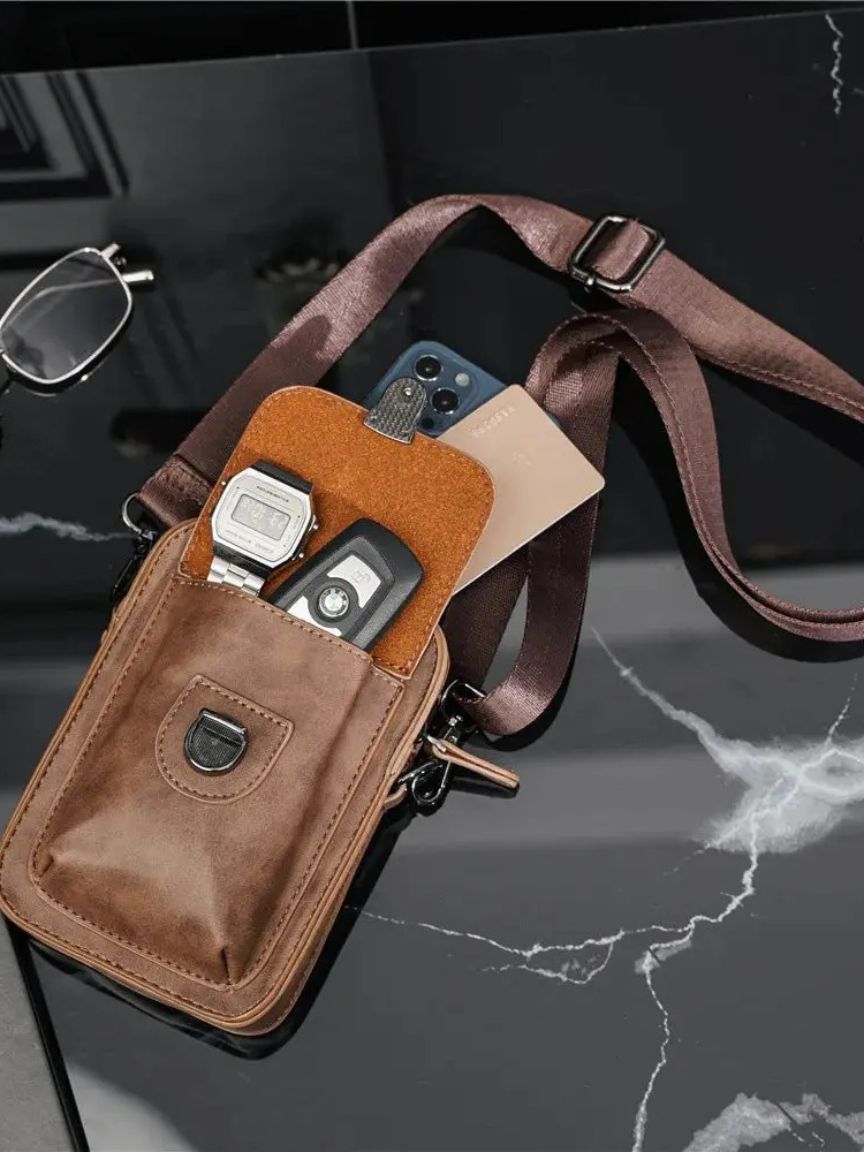 Mini sacoche vintage en cuir bandoulière